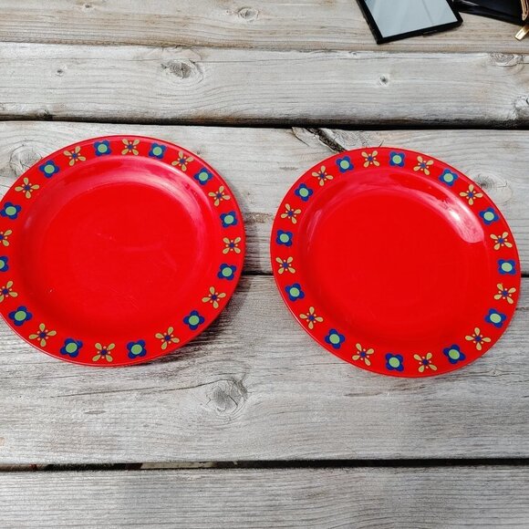 VINTAGE Valon Geschirr Melamine Plates Made in Germany PAIR of Plates 7 1/4" - Picture 2 of 5